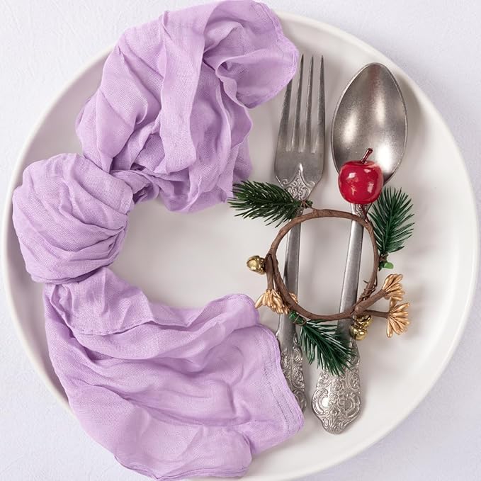 MLMC 40 Pack Cheesecloth Napkins Bulk Lilac Purple Dinner Cloth Napkins 21"x21" Boho Reusable Lavender Cloth Napkins in Bulk for Wedding Bridal Shower Baby Shower Birthday Events Table Decor