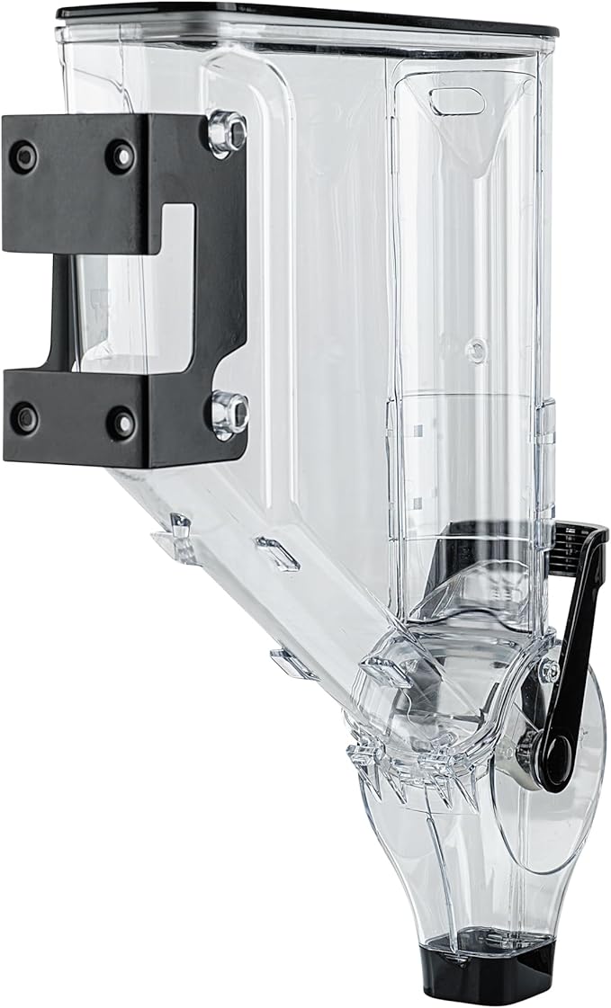 Restaurantware Cereal Dispenser 2 gal Plastic Wall-Mounted Gravity Bin Candy Dispenser Self-Serve Black Dry Food with Wall Mount Brackets for Breakfast Buffet or Hotel Use