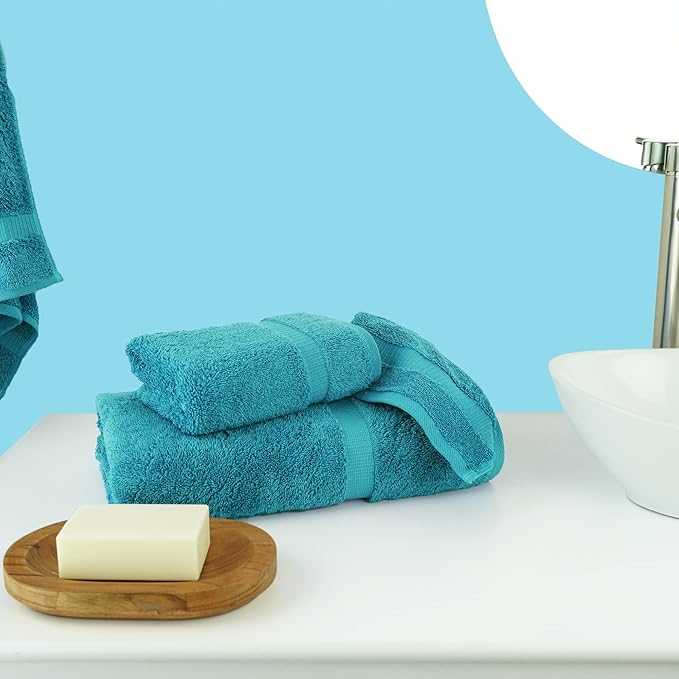 Chakir Turkish Linens | Hotel & Spa Quality 100% Cotton Premium Turkish Towels | Soft & Absorbent (3 Piece Towel Sets, Aqua)