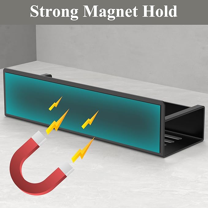 HuggieGems Magnetic Water Bottle Holder for Refrigerator, Cup Holder Organizer for Stanley and Tumbler for Kitchen, 6 Pack, Black