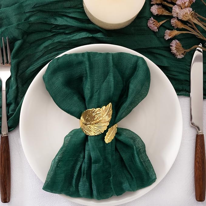 20 Pack Emerald Green Cheesecloth Napkins Cloth Washable Spring Summer Napkins Set of 20 Bulk 21x21 Inches for Wedding Baby Bridal Shower Birthday Dinner Party Table Decor