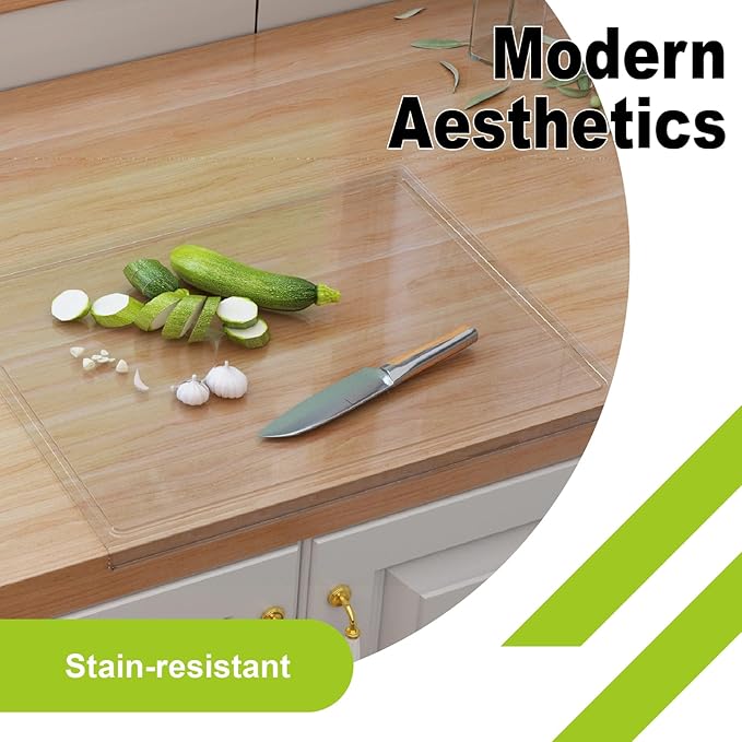 Acrylic Cutting Board with Juice Groove, Clear Cutting Board with Counter Lip, Cutting Boards for Countertop Protector, Non-Slip Dough Mat, Kitchen Decor Gadgets House Warming Gifts(24"x18")