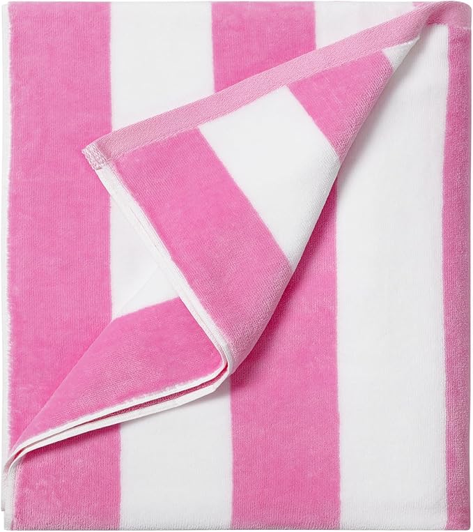 LULUHOME Large Oversized Beach Towel - Big Cotton 36 x 70 Inch Striped Pool Towel, Large Cabana Soft Swimming Towel for Adult Men Women,Pink