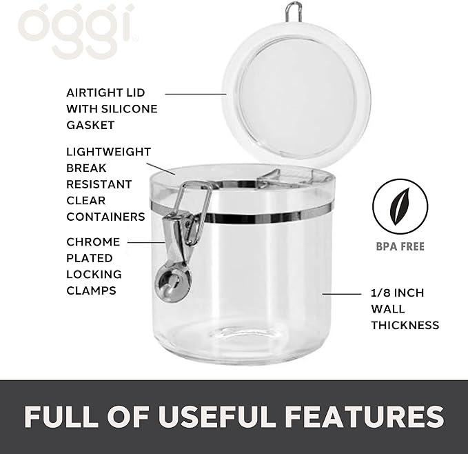 OGGI 150 oz & 72 oz Clear Canister Set - Airtight Food Storage Containers