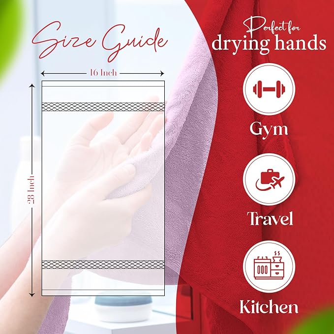 RIVERSIDE 6 Pack Premium Hand Towels Set, 16x28 inches, 100% Ring Spun Cotton, 600 GSM, Soft, Quick Dry and Highly Absorbent, Towels for Bathroom, Kitchen, Gym, Spa - Purple Passion