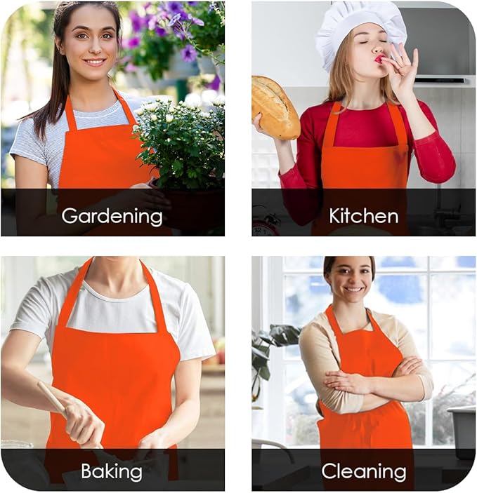 Avalon Kitchen Aprons for Men - 100% Polyester Chef Apron Women with Extra Long Ties - Cooking Aprons for Women & Mens Apron