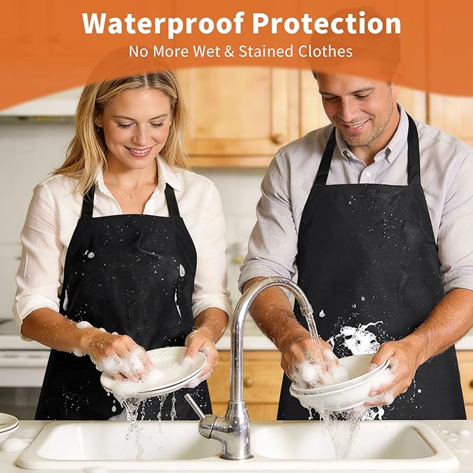 SHEOMERN Aprons for Men Kitchen Cooking – Waterproof & Oil Proof 3-Layer Long Pocket-Free Chef Apron for Grilling BBQ Baking – Gift for Men
