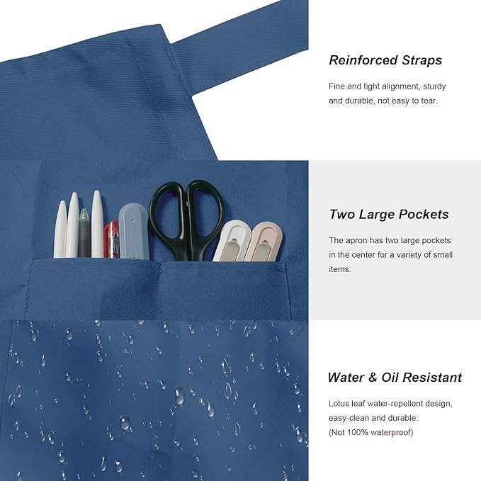 15 Pcs Adult Aprons Bulk with Pockets Adjustable Bib Chef Apron for Women Men Painting Cooking Crafting (S/L)
