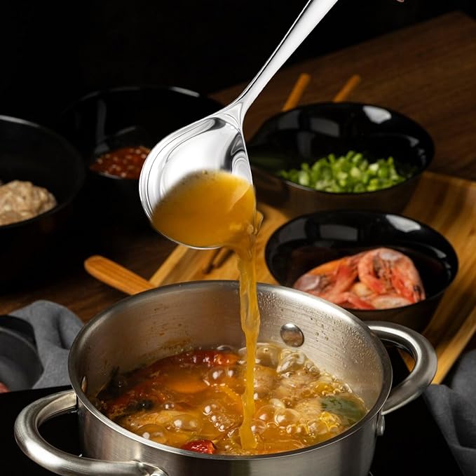 10 Pcs Small Sauce Ladle, 8.2 Inch Stainless Steel Small Serving Ladle Gravy Soup Spoon Ladles (Silver)