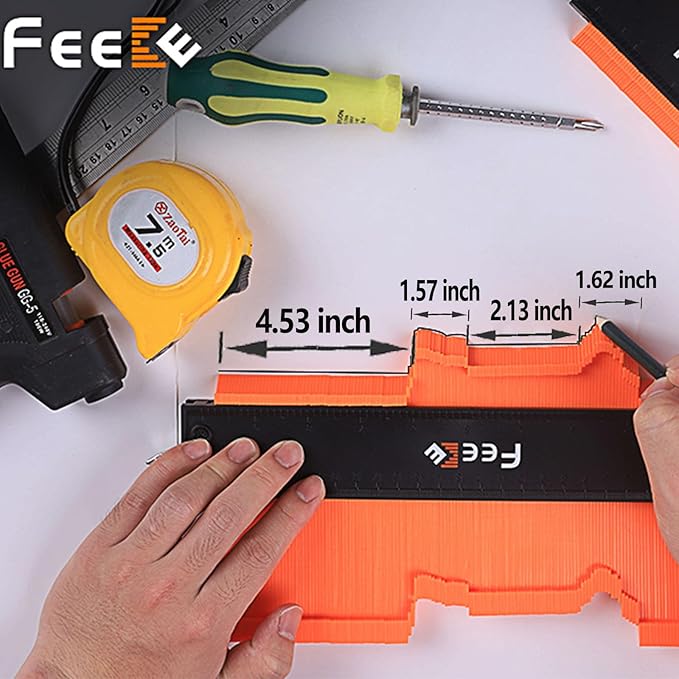 Contour Gauge (12 Inch) with Lock Profile Tool, Birthday Gifts for Men Dad Husband Him Super Contour Duplicator Men Gifts Woodworking Tools Carpenter Tools Construction Outline Angle Measuring Tool