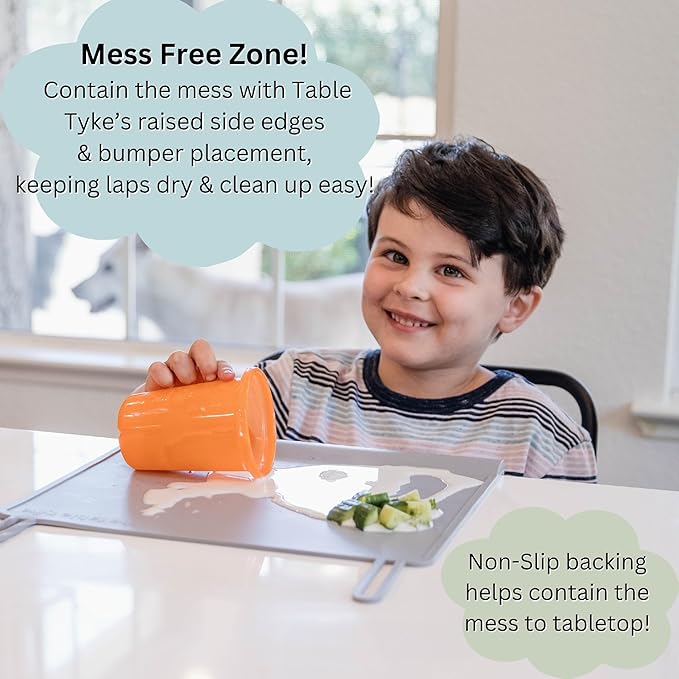 The Table Tyke Silicone Placemats for Toddlers with Patented Edge Bumper | Kids Placemats Non Slip Travel Ready | Baby Placemat BPA Free for Restaurant Dining Table | Hunter Green