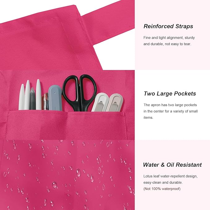 15 Pcs Adult Aprons Bulk with Pockets Adjustable Bib Chef Apron for Women Men Painting Cooking Crafting (S/L)