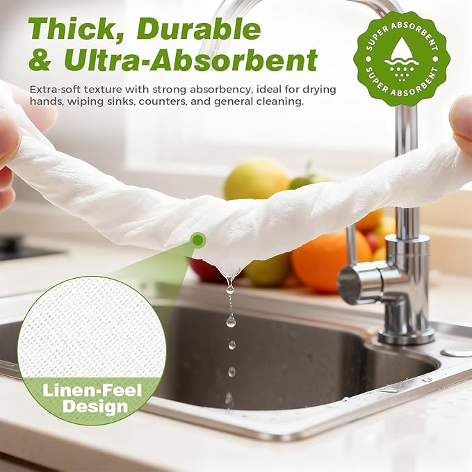 600 Pack Disposable Bathroom Hand Towels Super Value Bulk, Linen-Feel Absorbent White Guest Paper Napkins for Wedding, Party, Holiday, Dinner and Everyday