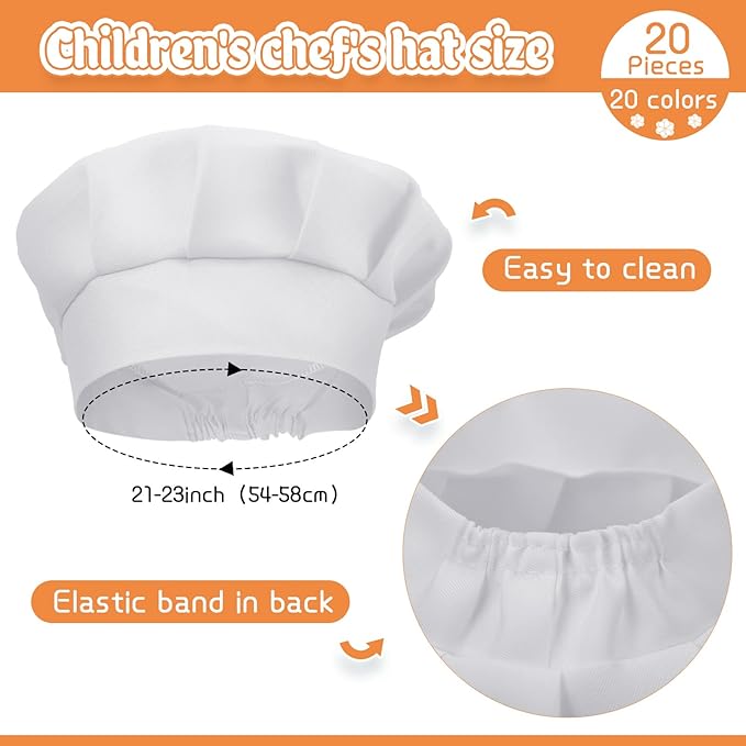 Handepo 40 Pcs Apron Chef Hat Set Aprons Chef 's Bib Apron Hats Bulk for Cooking Painting 7-13 Years