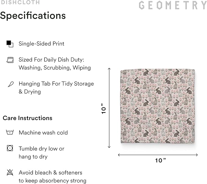 GEOMETRY Kitchen Dish Cloths - Quick Dry Dishcloths for Kitchen - Premium Dish Rags with Geoweave - (Bunny Bloom, 3-Pack Set)