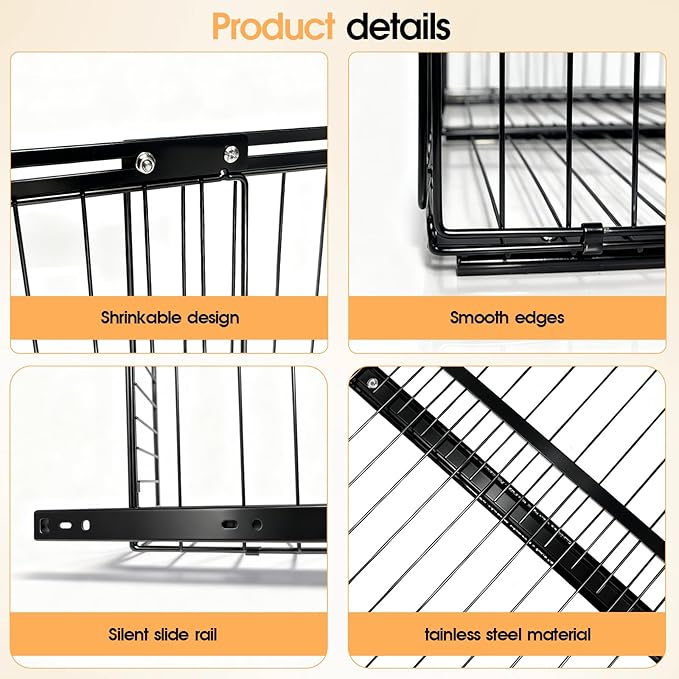 Expandable Pull Out Cabinet Organizer Adjustable Width 13"-20", Kitchen Organization with Adhesive.Bathroom Under Sink Organizers and Storage,Bedroom Slide out Drawers,Pantry