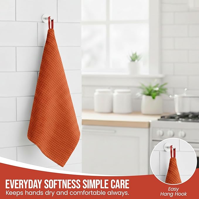 100% Cotton Waffle Weave Kitchen Dish Cloths 6-Pack– Ultra Absorbent & Quick Dry Cleaning Towels for Dishes, Counters & Kitchen Use – Soft, Durable & Lint-Free13.50 X 13.50 inches (Red)