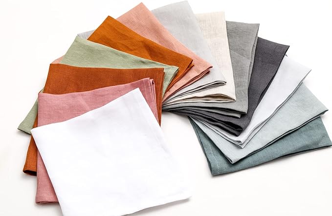 100% Pure Linen Napkins 18 x 18 Inch Baby Blue - Set of 6 Pack Oversized Dinner Table Cloth Napkin, Washable for Home,Kitchen and Everyday Use