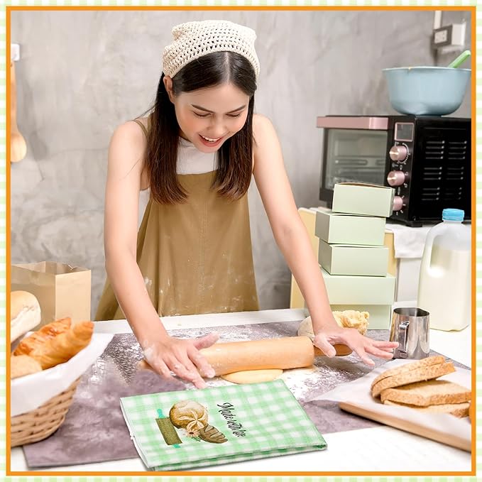 Peryiter 6 Pcs Sourdough Baking Kitchen Towel 16 x 24 Inch Green Sour Dough Proofing Flour Sack Tea Towel Gift for Baking Sour Dough Cloths for Sourdough Bread Cloths for Kitchen Women Chef Bake Lover