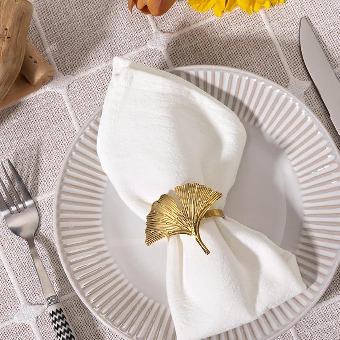 MLMC 4 Pack Ivory Cloth Napkins Rustic Washable Cotton Linen Napkins Set of 4 17"x17" Reusable Dinner Napkins Cloth for Wedding Party Gathering Everyday Use Events Decor