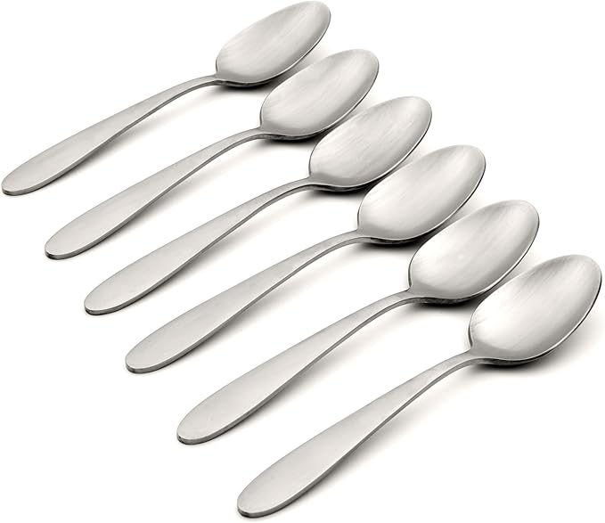 Oneida Silverware Set, Vale Everyday Flatware Dinner Spoons Set Of 6, Service For 6, Soup Spoon, 18/0 Stainless Steel, 7.1 x 1.5-Inch, Dinner Spoon Sets, Dining Spoons (6-Piece, Silver)