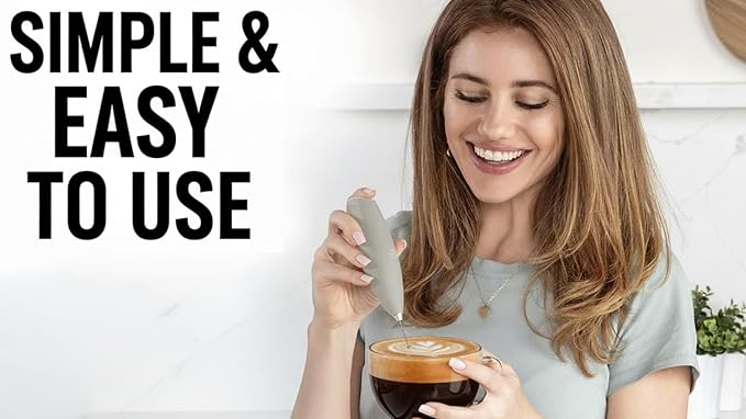 Zulay Powerful Milk Frother for Coffee with Upgraded Titanium Motor - Handheld Electric Whisk, Milk Foamer, Mini Mixer & Coffee Blender for Frappe, Latte, Matcha, No Stand - Marble