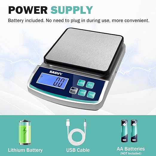 Digital Lab Scale 5000g x 0.1g oz/lb/g/kg Precision Electronic Scientific Scale Analytical Balance for Laboratory Jewelry Kitchen Includes Rechargeable Battery