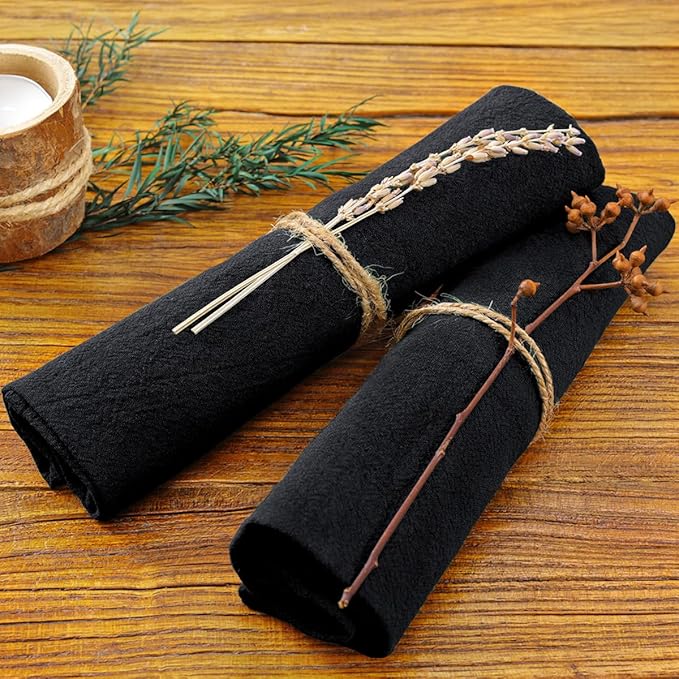 Socomi Cloth Napkins Black Easter Spring Washable Reusable Bulk Linen Cotton Napkins Set of 4 17"x17" for Wedding Party Bridal Baby Shower Birthday Dining Table Decorations