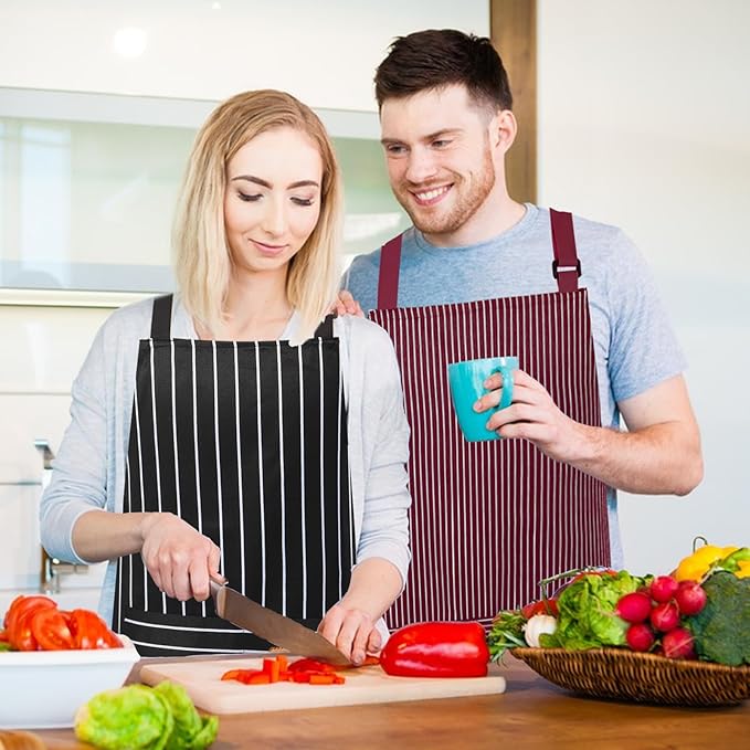 VALOME 2 Pack Kitchen Aprons, Apron for Cooking with 2 Pockets, Unisex Adjustable Neck Strap Chef Aprons for Men Women