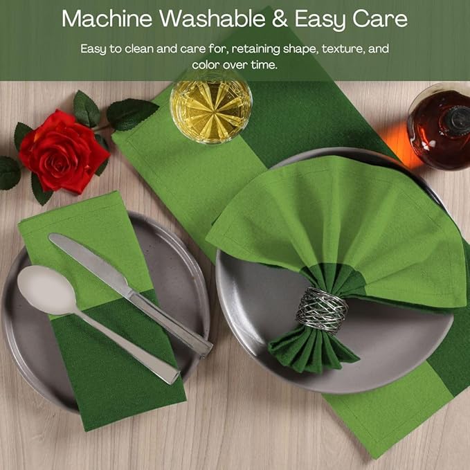 Set of 12 Cloth Dinner Napkins Cotton - Soft Durable Washable - Ideal for Farmhouse Party Wedding Christmas - Perfect Everyday Use Table Linen 18x18 inch Cloth Napkins Green