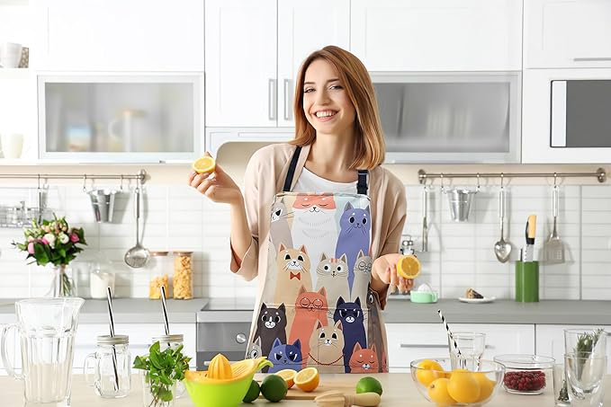 ZiQilin Adjustable Waterproof Kitchen Apron for Women with 2 Pockets Cooking Chef Apron Gardening Funny BBQ Aprons for Men