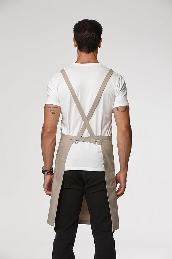 Unisex Kitchen Apron, Cross Strap Apron with 2 Pockets, Durable Waterproof Professional Apron