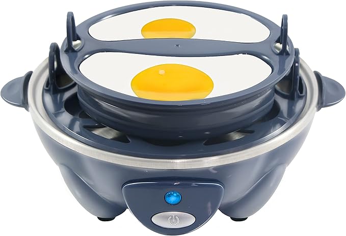 Elite Gourmet Easy Electric 7 Egg Capacity Soft, Medium, Hard-Boiled Cooker Poacher, Scrambled, Omelet Maker with Auto Shut-Off and Buzzer, BPA Free