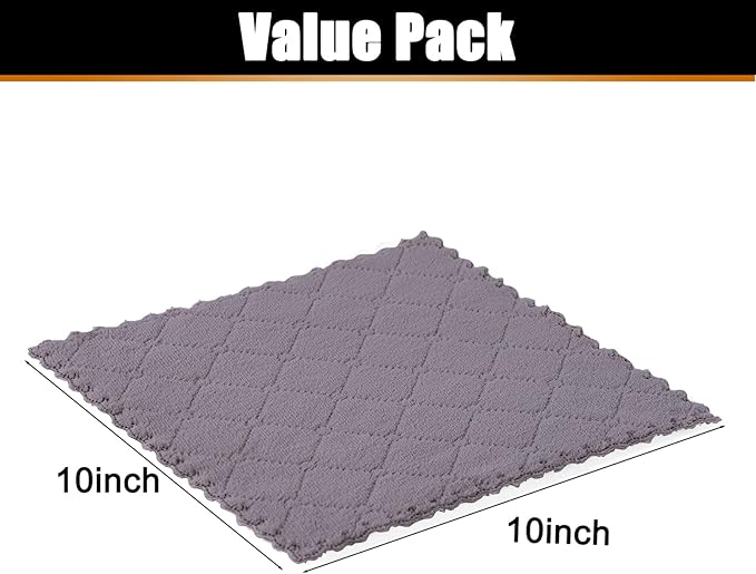 Mordimy 24 Pack Kitchen Cloths Dish Towels (10" x 10", Grey & Green), Super Soft and Absorbent Dish Cloths, Coral Velvet Microfiber Cleaning Cloth, Nonstick Oil Fast Dry Dishcloths