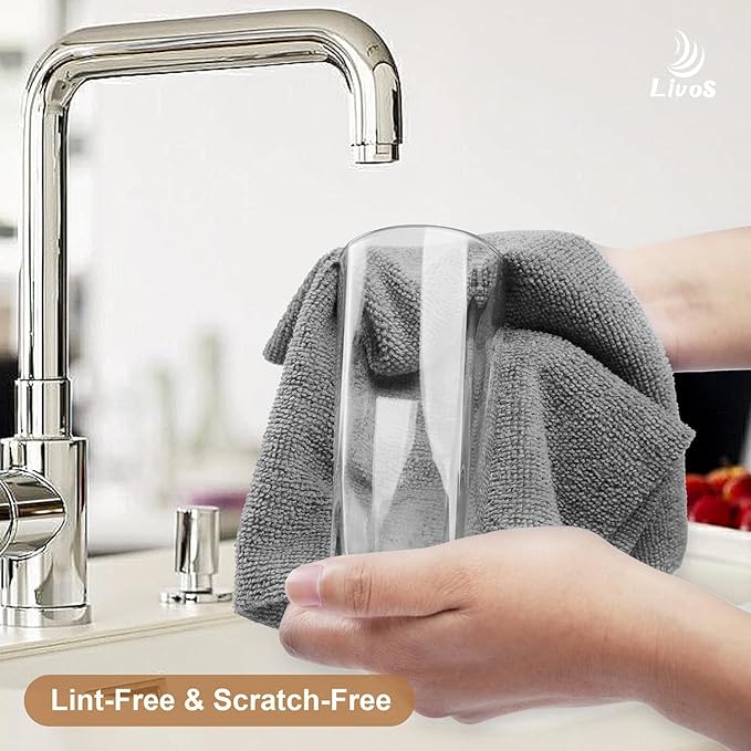 LIVOS Microfiber Cleaning Cloth Roll - 80 Pack, Reusable Paper Towels Grey Tear Away, Microfiber Towels for Cars, Super Absorbent Lint Free Cleaning Rags for House, Kitchen, Window-11.5"x11.5"