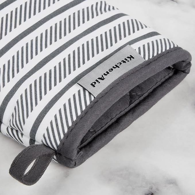 KitchenAid Albany Mini Oven Mitt 2-Pack Set, Charcoal Grey, 5.5"x8"