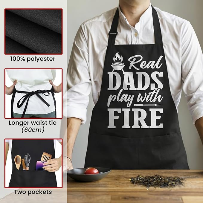 SANDJEST Funny Apron for Dad - Birthday Father’s Day Cooking Grilling Gifts for Mens