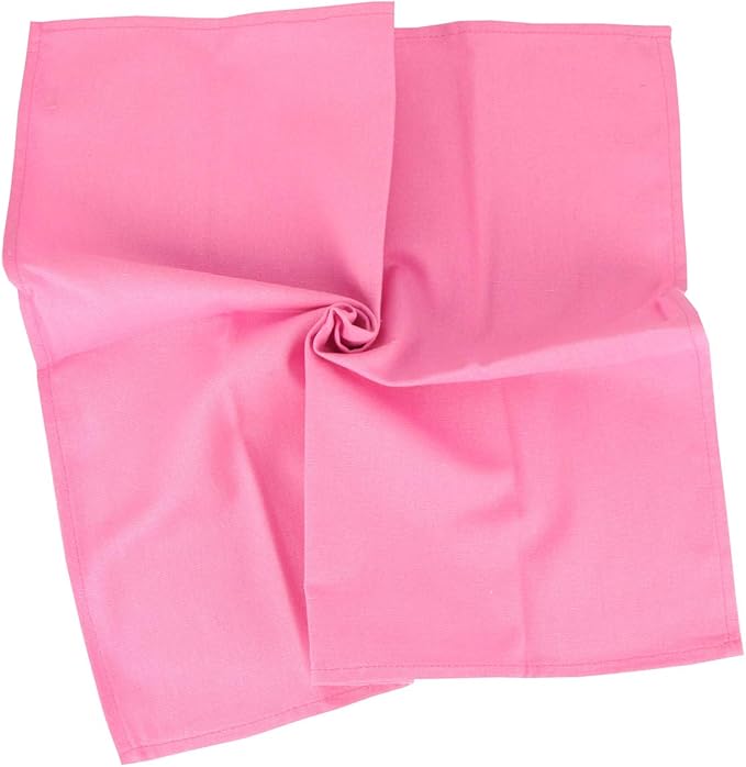 Solid Color Cotton Blended Dinner Cloth Napkins - Set of 12 (17 x 17 inches) - for Wedding Parties Events & Home Use (Pink)