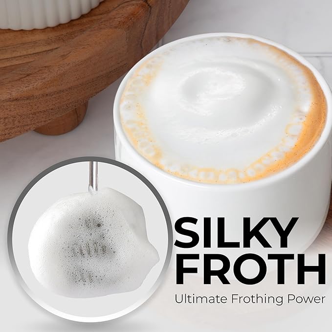 Zulay Kitchen Patented Tornado Triple Whisk Milk Frother with 4 Duracell Batteries – Handheld Foam Maker for Coffee, Lattes, Matcha & Hot Chocolate – Rich, Creamy Froth in Seconds - Olive & Gold
