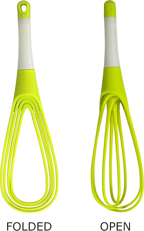 Iconikal 12-Inch Collapsible 2-In-1 Balloon/Flat Whisk, Green