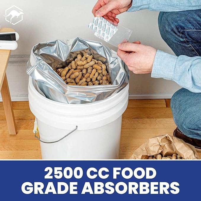 Wallaby 400cc Oxygen Absorbers for Long Term Food Storage 100 count (10х Packs of 10) Bulk - FDA Food Grade Packs for Vacuum Mylar Bag, Airtight Container Flour Sugar Cereal, Freeze Dryer & Dehydrator