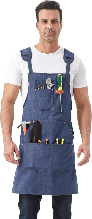 Nanxson Canvas Work Apron, Heavy Duty Carpenter Welding Apron with Wide Braces, Ideal for Gardening and Carpenters