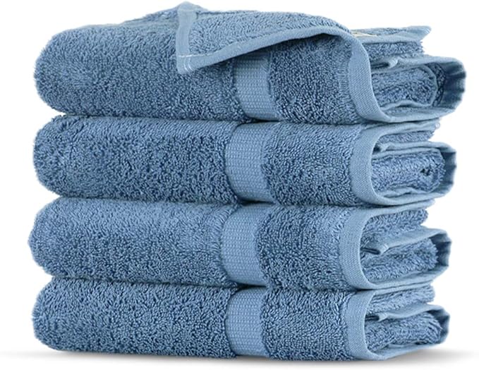 Towel Bazaar Premium Cotton Super Soft and Absorbent Turkish Towels (4-Piece Washcloth, Wedgewood)