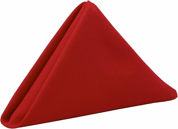 Your Chair Covers Cloth Polyester Napkins, 20 x 20 Inch, Washable Dinner Fabric Linen Napkins with Hemmed Edges for Restaurant, Wedding and Holiday Pack of 10 (Red)