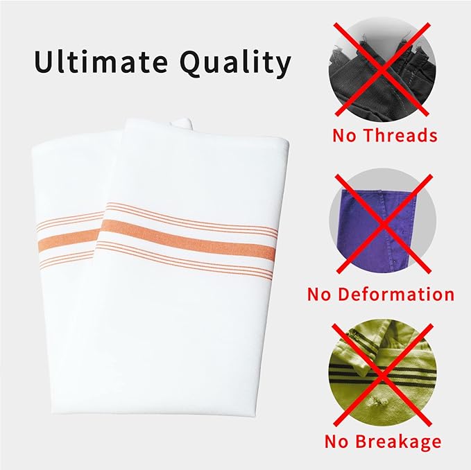 Restaurant Cloth Napkins Set of 12 Pack, Dinner Napkins Cloth Washable 18 x 22 Ins, Reusable Table Napkins Cloth, No Iron,No Fade, Easy to Remove Stains, Orange Stripes