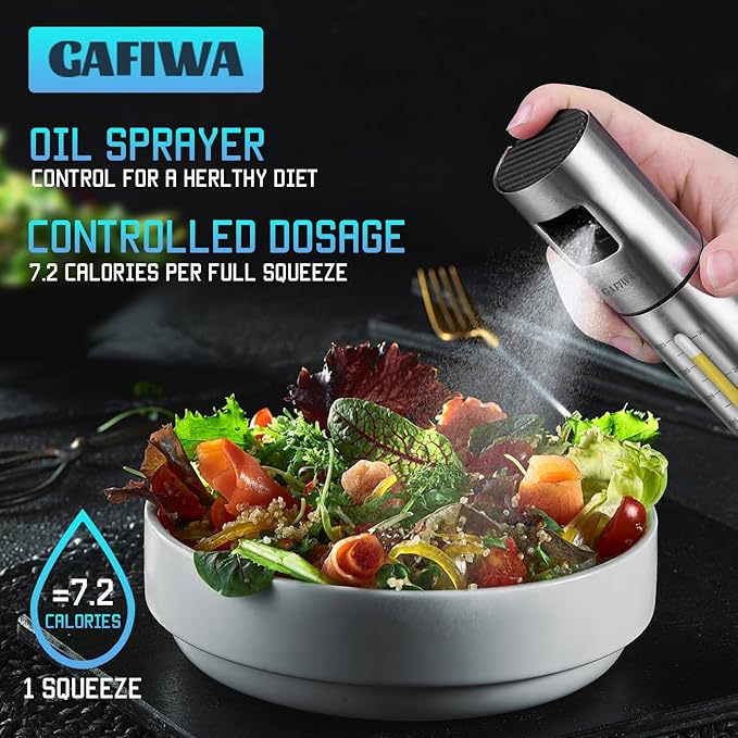 Olive Oil Sprayer for Cooking, Olive Oil Mister Spray Bottle for Cooking, Oil Dispenser Spritzer Bottle for Kitchen, SUS304 Stainless Steel, 100ml, Leak-Proof and Portable.