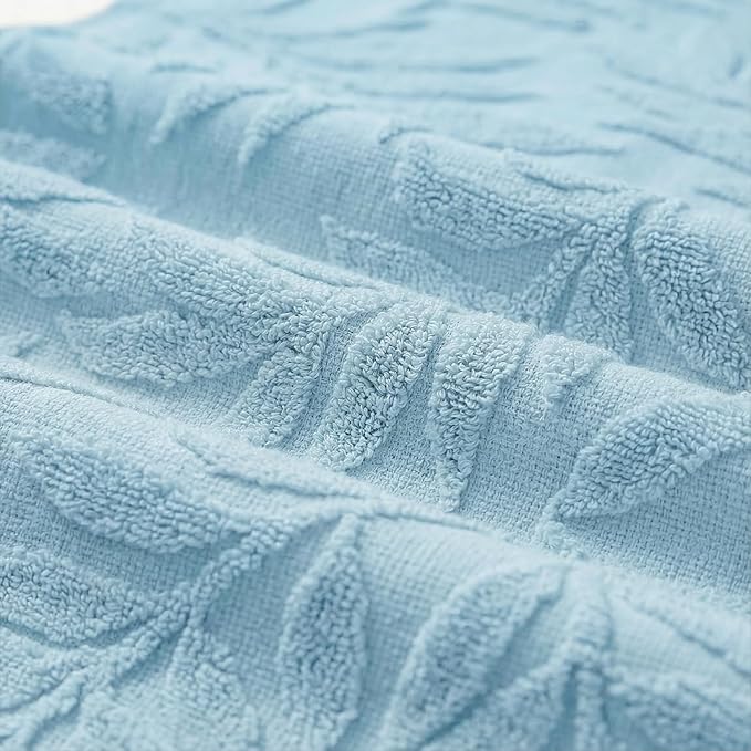 Artoid Mode Light Blue Soft Cotton Jacquard Leaves Spring Table Runner, Holiday Kitchen Dining Table Decoration for Home Party Decor 13x72 Inch
