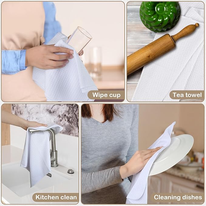 SINLAND Kitchen Towel Premium Sublimation Blank Towels Fast Drying Tea Towel Polyester Dish Towels for Drying Dishes16 Inch X 24 Inch 20 Pack