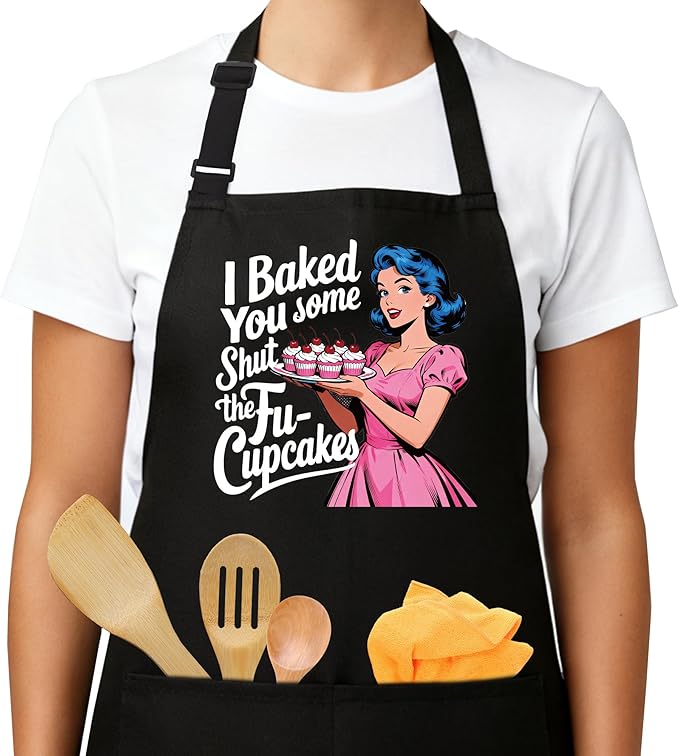 Funny Aprons for Women - Baking Gift for Women, Mothers Day Christmas Birthday Gifts, Perfect for Cooking, Bartending