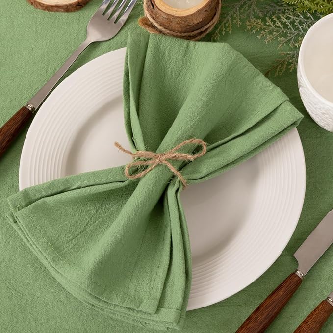 Socomi Cloth Napkins Sage Green Easter Spring Washable Reusable Bulk Linen Cotton Napkins Set of 20 17"x17" for Wedding Party Bridal Baby Shower Birthday Dining Table Decorations